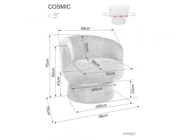 Signal Designové otočné křeslo Cosmic šedé