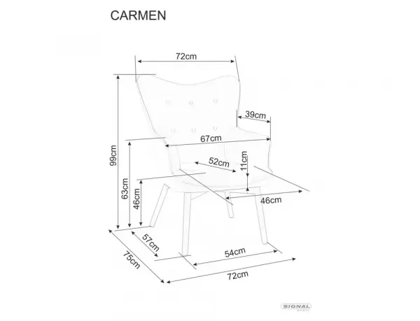 Signal Křeslo Carmen z masivu tmavě šedé/černé