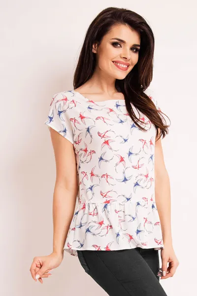 Infinite You Woman's Blouse M130 Ecru/Pattern