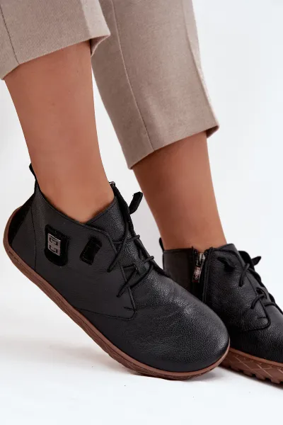 Kožené dámske poltopánky Barefoot s ozdobným detailom Zazoo
