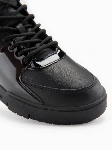 Ombre Men's high boots sneakers with shiny elements - black