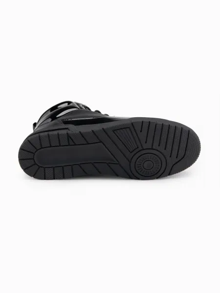Ombre Men's high boots sneakers with shiny elements - black