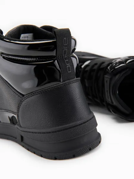 Ombre Men's high boots sneakers with shiny elements - black