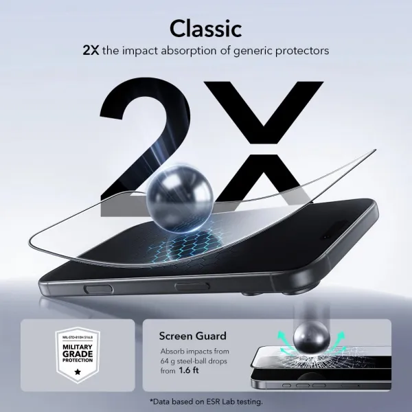 ESR Tvrdené sklo UltraFit, iPhone 17 Pro, 2 kusy