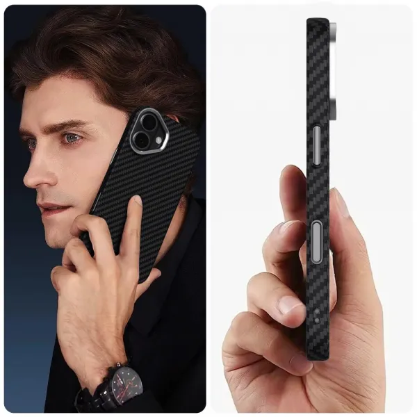 Tech-Protect Ion Carbon MagSafe kryt na iPhone 17, čierny/strieborný