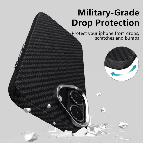 Tech-Protect Ion Carbon MagSafe kryt na iPhone 17, čierny/strieborný