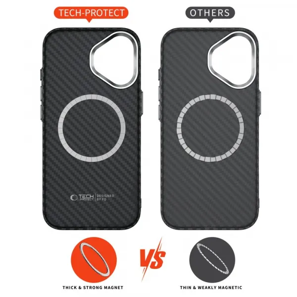 Tech-Protect Ion Carbon MagSafe kryt na iPhone 17, čierny/strieborný