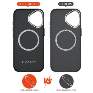 Tech-Protect Ion Carbon MagSafe kryt na iPhone 17, čierny/strieborný