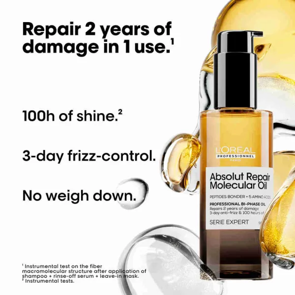 Dvojfázový olej pre všetky typy poškodených vlasov Loréal Professionnel Serie Expert Absolut Repair Molecular Oil - 90 ml - L’Oréal Professionnel + da