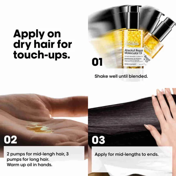 Dvojfázový olej pre všetky typy poškodených vlasov Loréal Professionnel Serie Expert Absolut Repair Molecular Oil - 90 ml - L’Oréal Professionnel + da