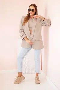 Legínovo Elegantné ťavie sako s klopňami Farba: Tmavobéžová, Veľkosť: UNI