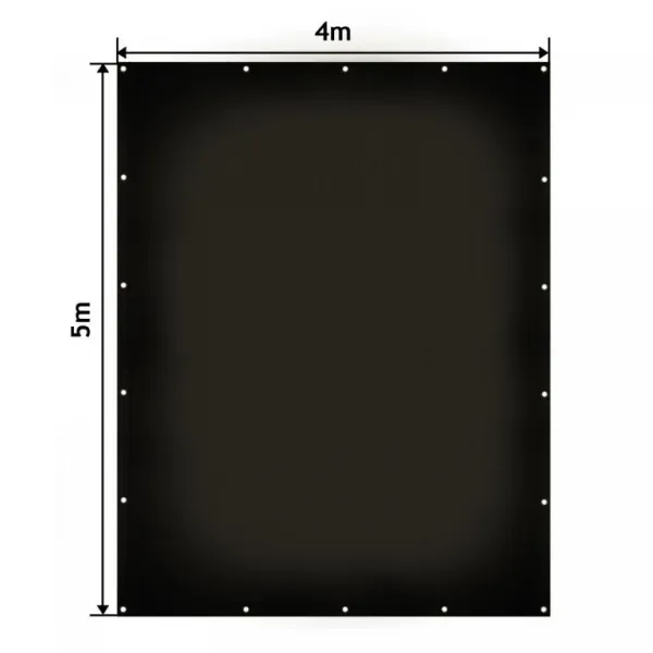 JAGO Plachta 650 g/m², hliníkové oká, čierna, 4 x 5 m