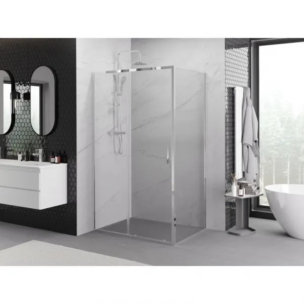 MEXEN/S - Exo sprchovací kút, posuvné dvere 155 x 80, transparent, chróm 8151-155-080-01-00