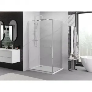 MEXEN/S - Exo sprchovací kút, posuvné dvere 155 x 80, transparent, chróm 8151-155-080-01-00