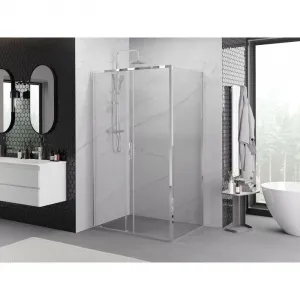 MEXEN/S - Exo sprchovací kút, posuvné dvere 155 x 80, transparent, chróm 8151-155-080-01-00