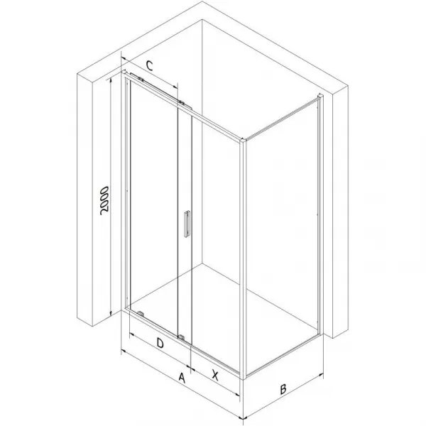 MEXEN/S - Exo sprchovací kút, posuvné dvere 155 x 80, transparent, chróm 8151-155-080-01-00