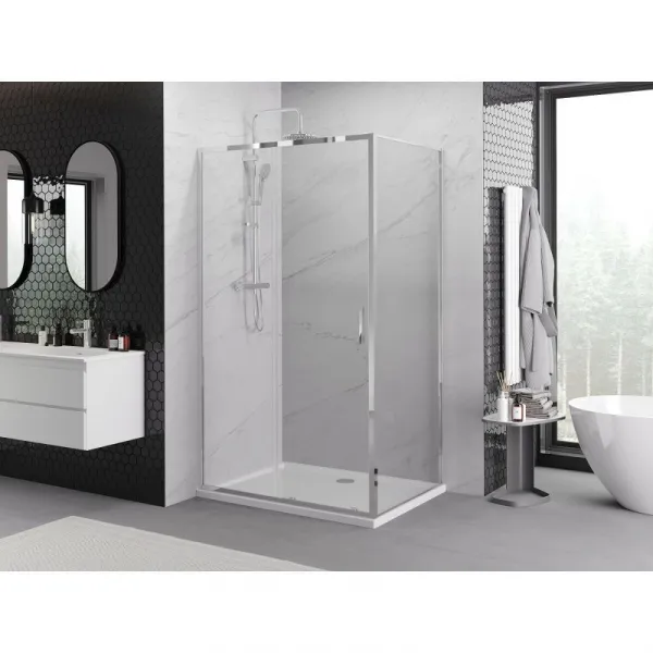 MEXEN/S - Exo sprchovací kút, posuvné dvere 155 x 80, transparent, chróm 8151-155-080-01-00