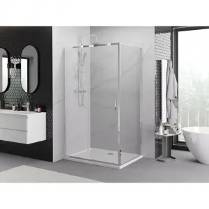 MEXEN/S - Exo sprchovací kút, posuvné dvere 155 x 80, transparent, chróm 8151-155-080-01-00