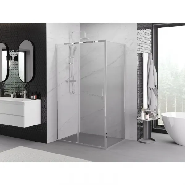 MEXEN/S - Exo sprchovací kút, posuvné dvere 155 x 100, transparent, chróm 8151-155-100-01-00