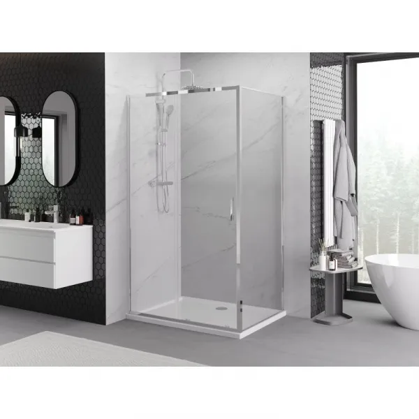 MEXEN/S - Exo sprchovací kút, posuvné dvere 155 x 100, transparent, chróm 8151-155-100-01-00