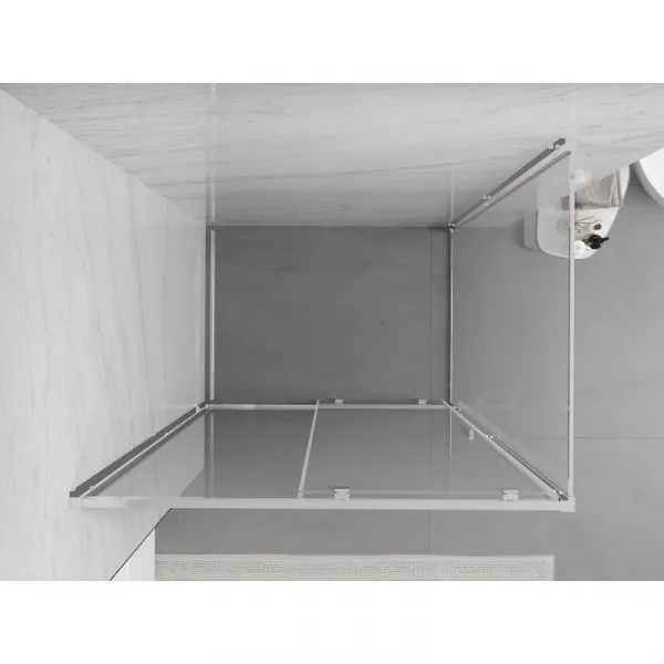 MEXEN/S - Exo sprchovací kút, posuvné dvere 155 x 100, transparent, chróm 8151-155-100-01-00