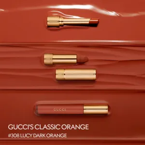 Gucci Gucci Beauty Rouge de Beauté Brillant hydratačný rúž odtieň 308 Lucy Dark Orange 1.8 g