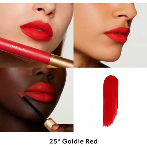Gucci Gucci Beauty Rouge à Lèvres Matte Lipstick matný tekutý rúž odtieň 25* Goldie Red 6.5 ml