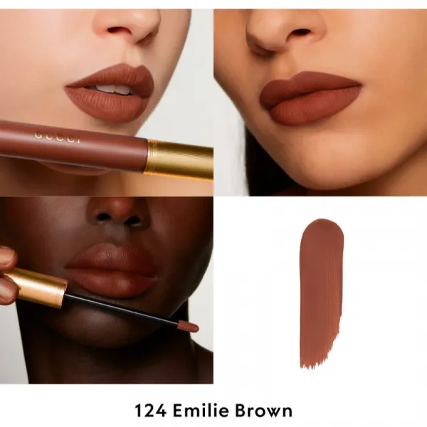 Gucci Gucci Beauty Rouge à Lèvres Matte Lipstick matný tekutý rúž odtieň 124 Emily Brown 6.5 ml