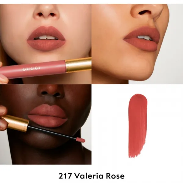 Gucci Gucci Beauty Rouge à Lèvres Matte Lipstick matný tekutý rúž odtieň 217 Valeria Rose 6.5 ml