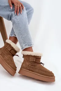 BIG STAR SHOES Semišové dámske snehule s ozdobnými švami Big Star