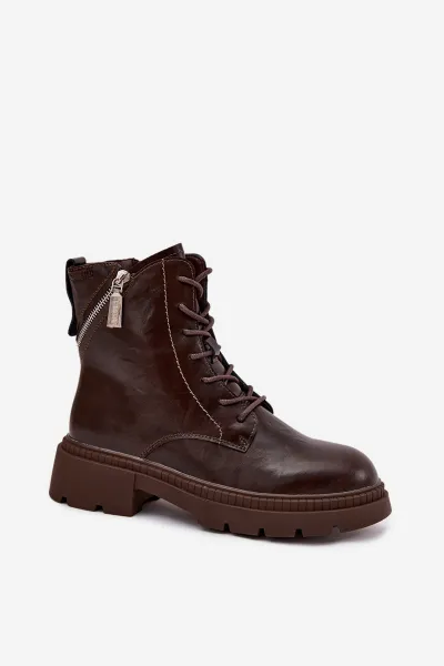 BIG STAR SHOES Kožené dámske pracovné topánky s podšívkou Big Star