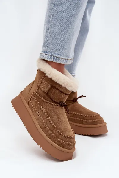 BIG STAR SHOES Semišové dámske snehule s ozdobnými švami Big Star