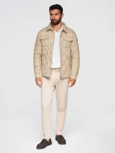 Pánska bunda s kapucňou OMBRE Jacket OM-JALP-0215 V-1 beige