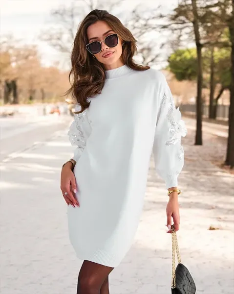 Resti Women's sweater dress mini with decorative sleeves