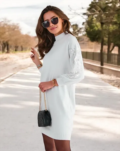 Resti Women's sweater dress mini with decorative sleeves