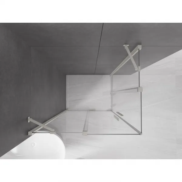 MEXEN/S - Velar Duo sprchovací kút, posuvné dvere 90 x 80, transparent, nikel kartáčovaný 871-090-080-02-97