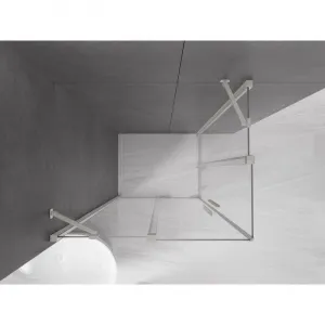 MEXEN/S - Velar Duo sprchovací kút, posuvné dvere 90 x 80, transparent, nikel kartáčovaný 871-090-080-02-97