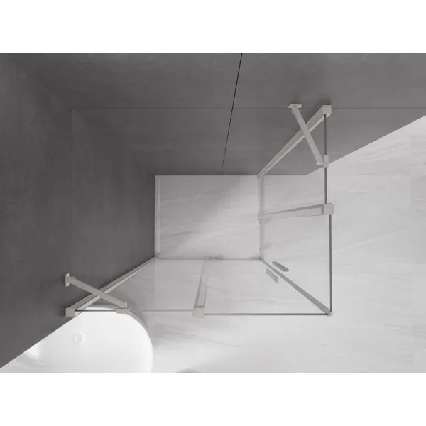 MEXEN/S - Velar Duo sprchovací kút, posuvné dvere 100 x 90, transparent, nikel kartáčovaný 871-100-090-02-97