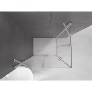 MEXEN/S - Velar Duo sprchovací kút, posuvné dvere 100 x 90, transparent, nikel kartáčovaný 871-100-090-02-97