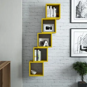 Kalune Design Sada 5 nástěnných polic BOXE žlutá