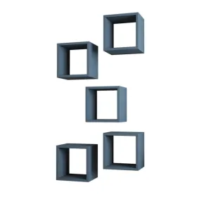 Kalune Design Sada 5 nástěnných polic BOXE modrá