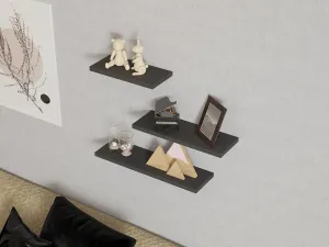 Kalune Design Sada 3 ks nástěnných polic LEILA antracitová