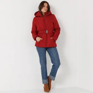 Krátka nepremokavá prešívaná bunda s opaskom, na zips