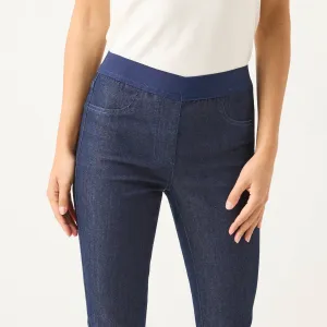 Denimové pohodlné džegíny s pružným pásom, pre vyššiu postavu
