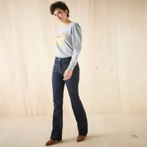 Bootcut džínsy s našitými vreckami