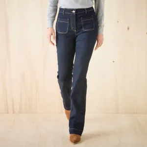 Bootcut džínsy s našitými vreckami