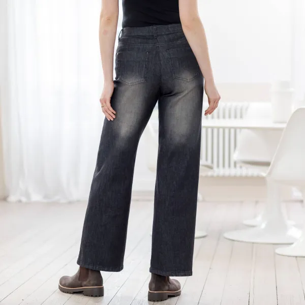 Široké nohavice z denimu s 5 vreckami