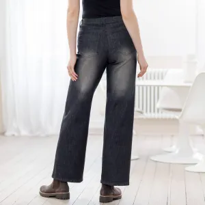 Široké nohavice z denimu s 5 vreckami