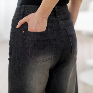 Široké nohavice z denimu s 5 vreckami