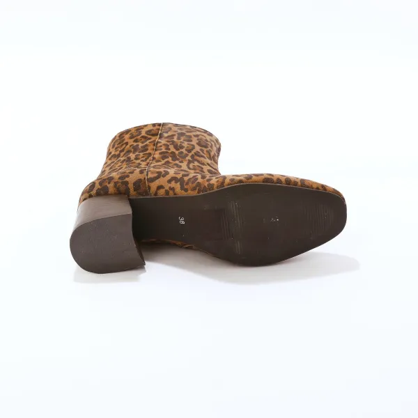 Kožené nízke čižmy s leopardím vzorom
